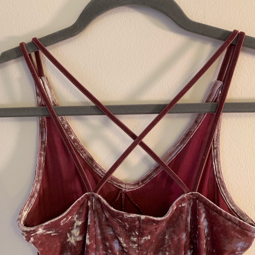 American Eagle AEO Mauve Crushed Velvet Mini Dress - Picture 4 of 4